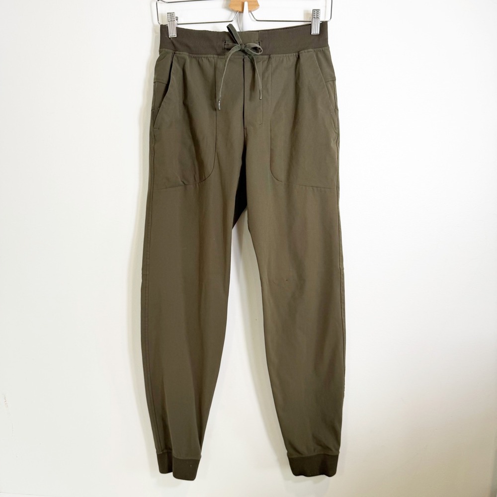 Lululemon ABC Jogger Mens Small Olive Green Stretch Technical Cuffed Pants
